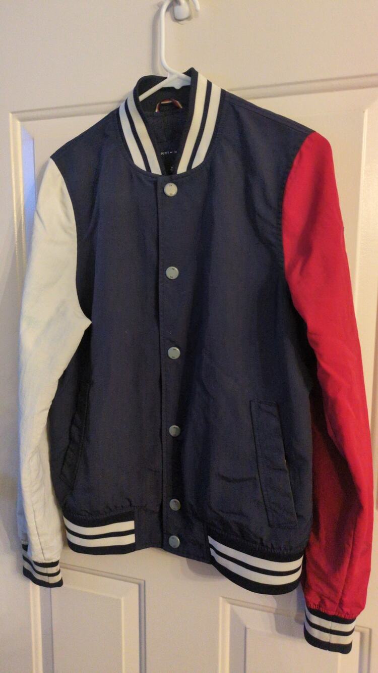 Tommy Hilfiger Men's Colorblock Bomber Jacket Xs, snap buttons and pockets, XS